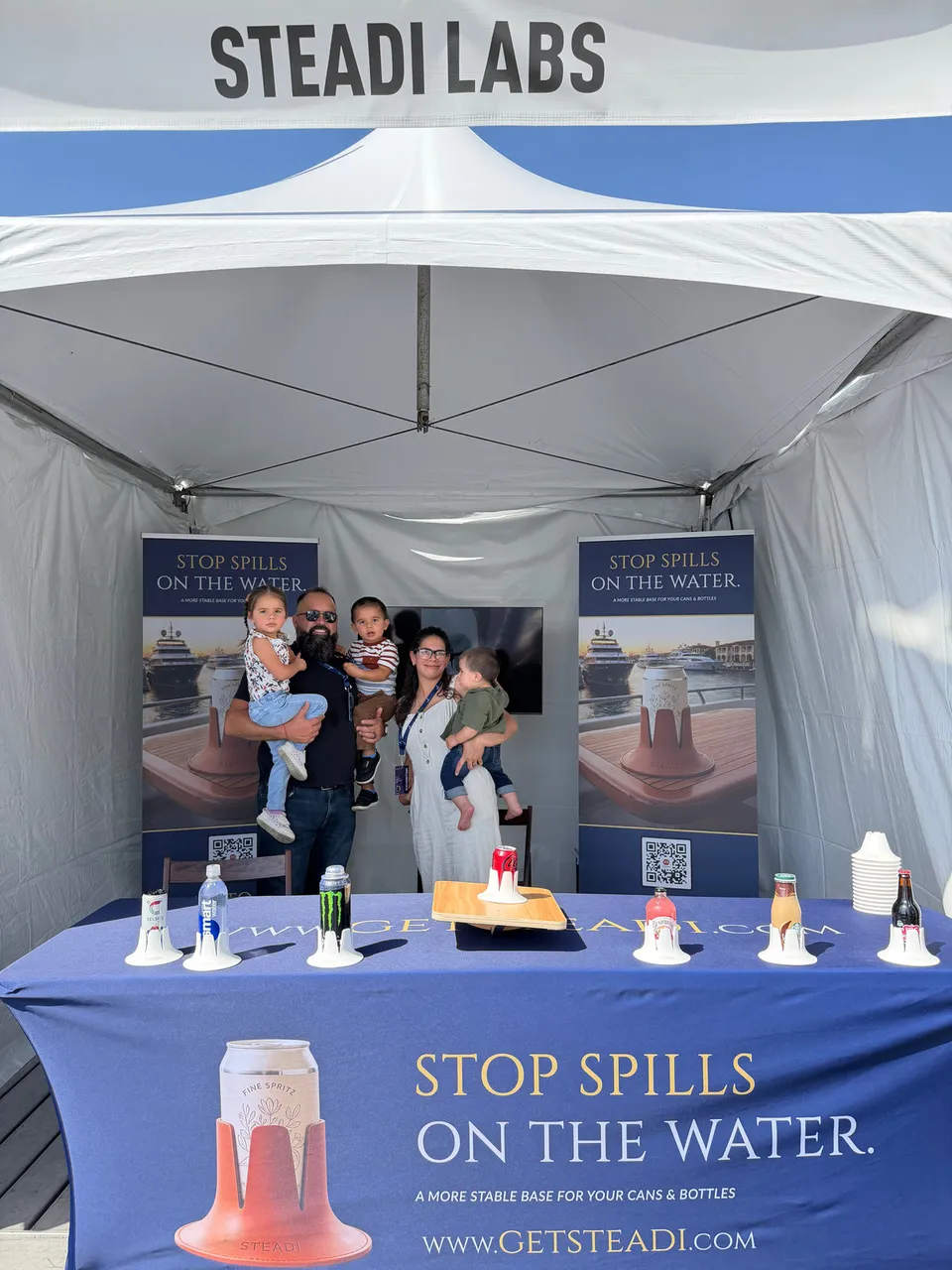 The Steadi family at the Newport Beach Boat Show